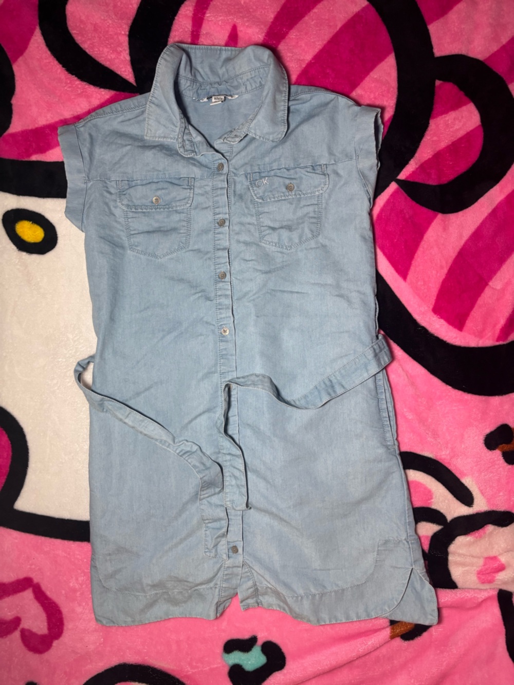 Calvin Klein Girls Chambray Denim Shirt Dress - Picture 2 of 10
